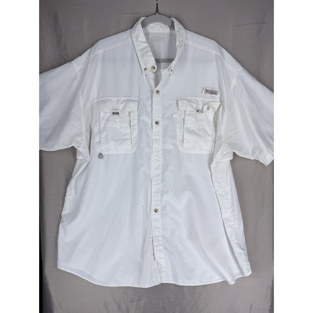Columbia PFG Omni Shade Men's XXL White Vented Short Sleeve Button Down Shirt